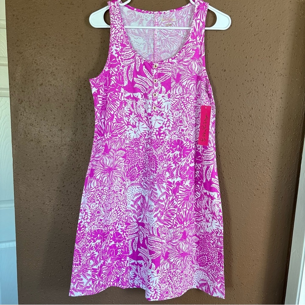 Lilly Pulitzer Pink White Tropical Floral  tank Dress – NWT size S